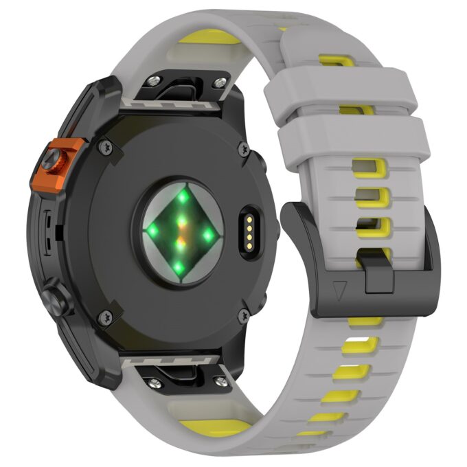 g.r80.7.10 Back Grey & Yellow StrapsCo ColorBlock Active Strap QuickFit Watch Band for Garmin Watches